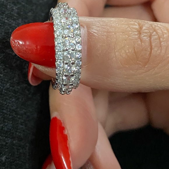 Sale! 925 Sterling Silver Zircon Wedding Band - Picture 2 of 2